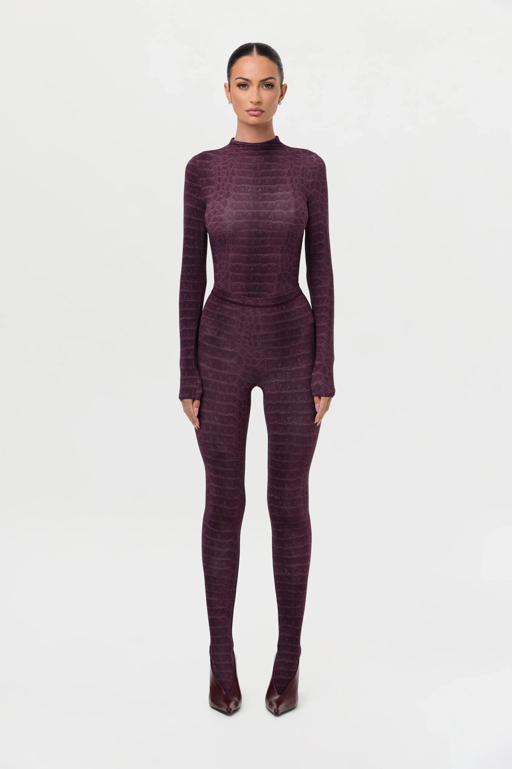 Naked Print Mock Neck Top