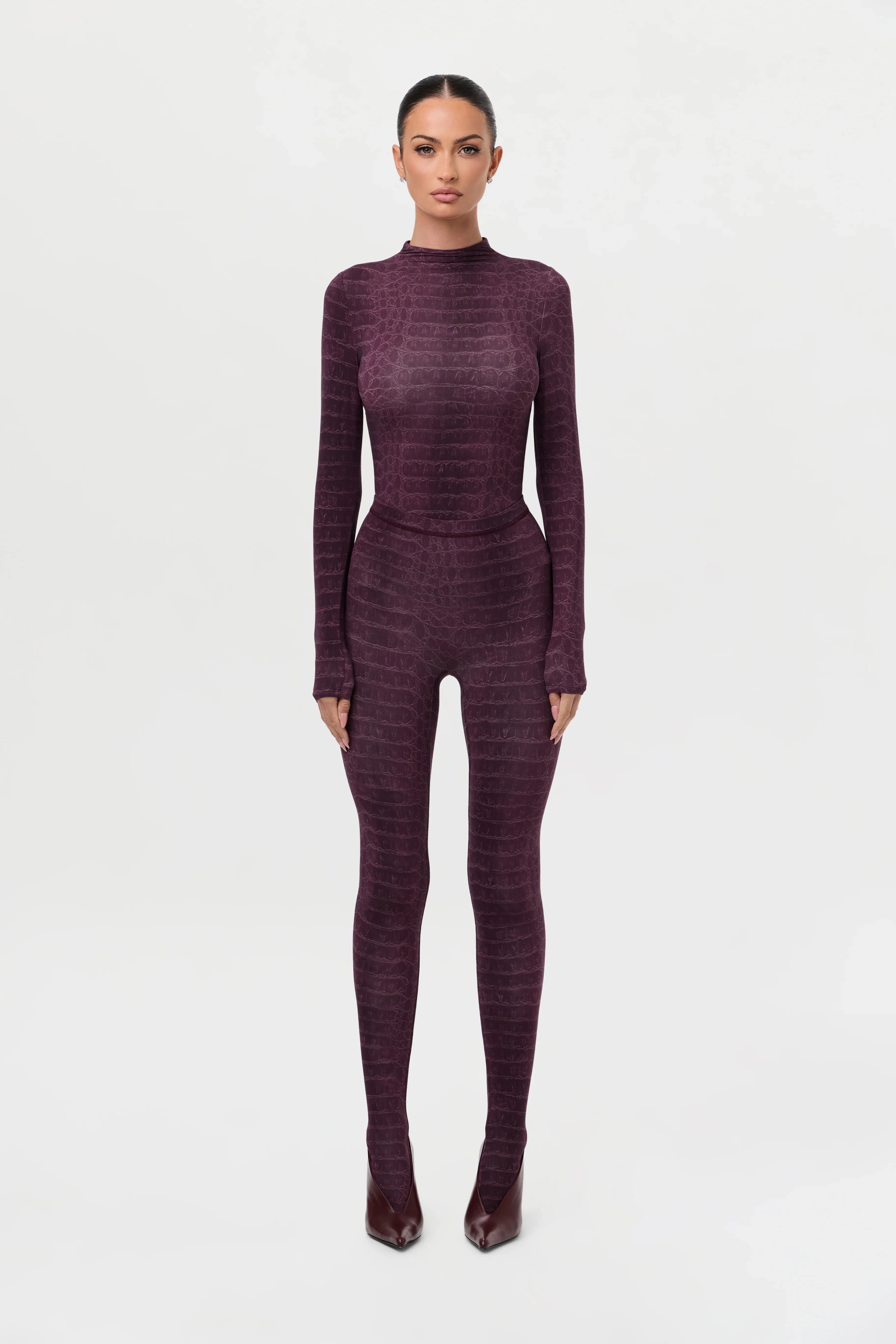 Naked Print Mock Neck Top