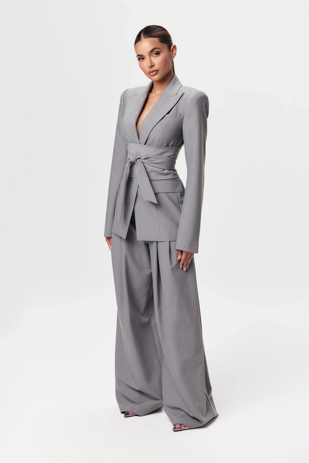 Suiting Pleated Wide-Leg Pant