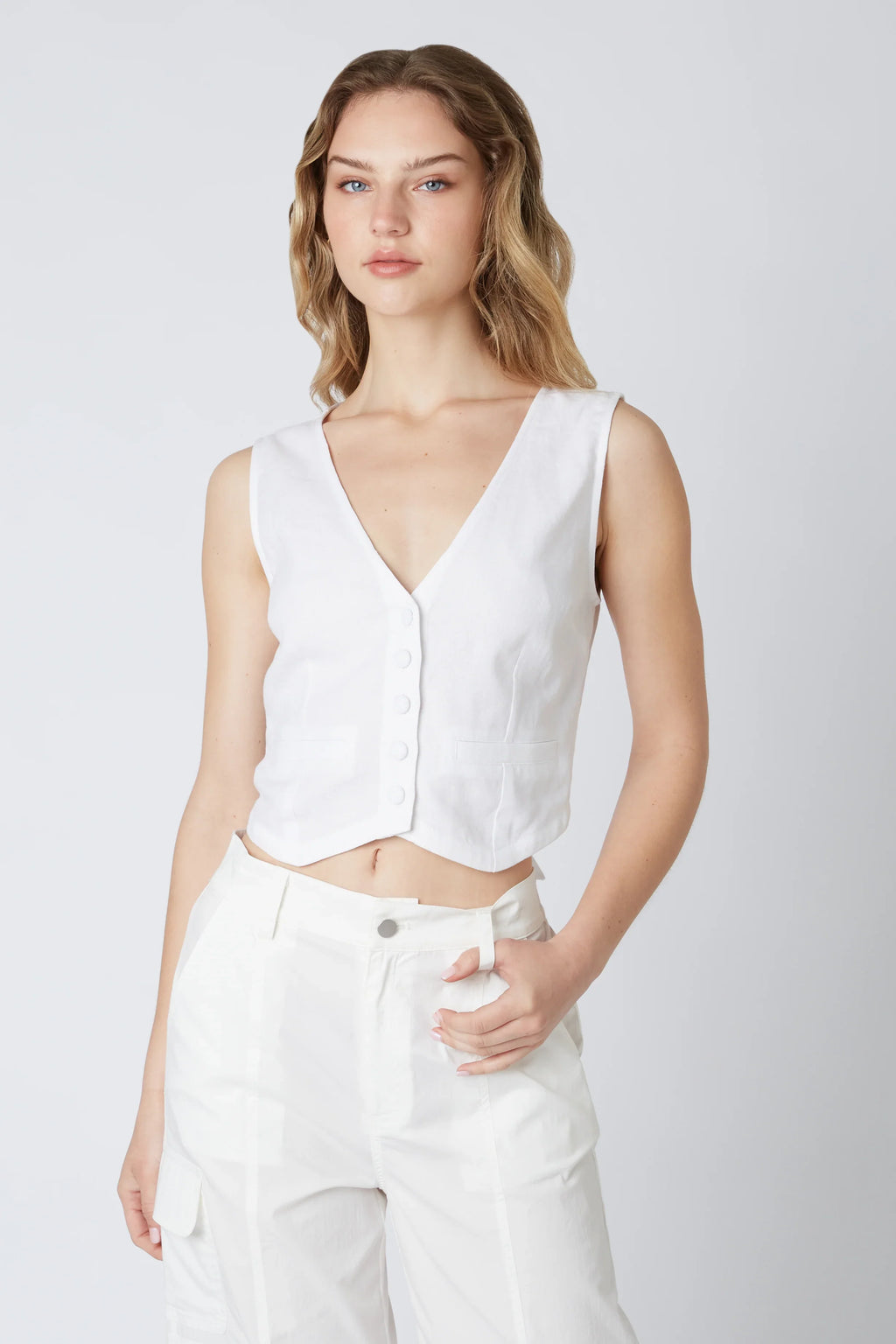 Linen Cropped Vest