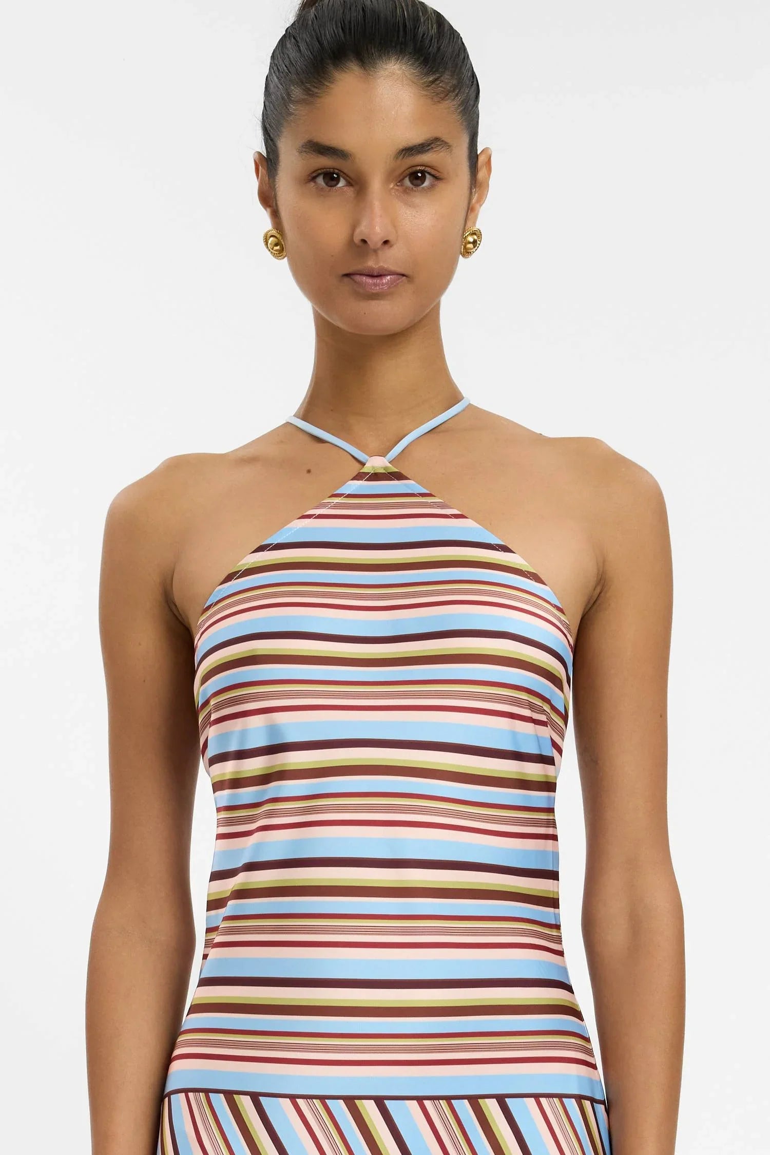 Halter Maxi Dress | Vintage Stripe