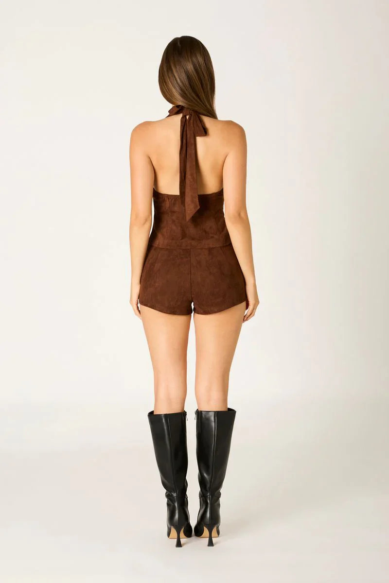 Faux Suede Halter Top