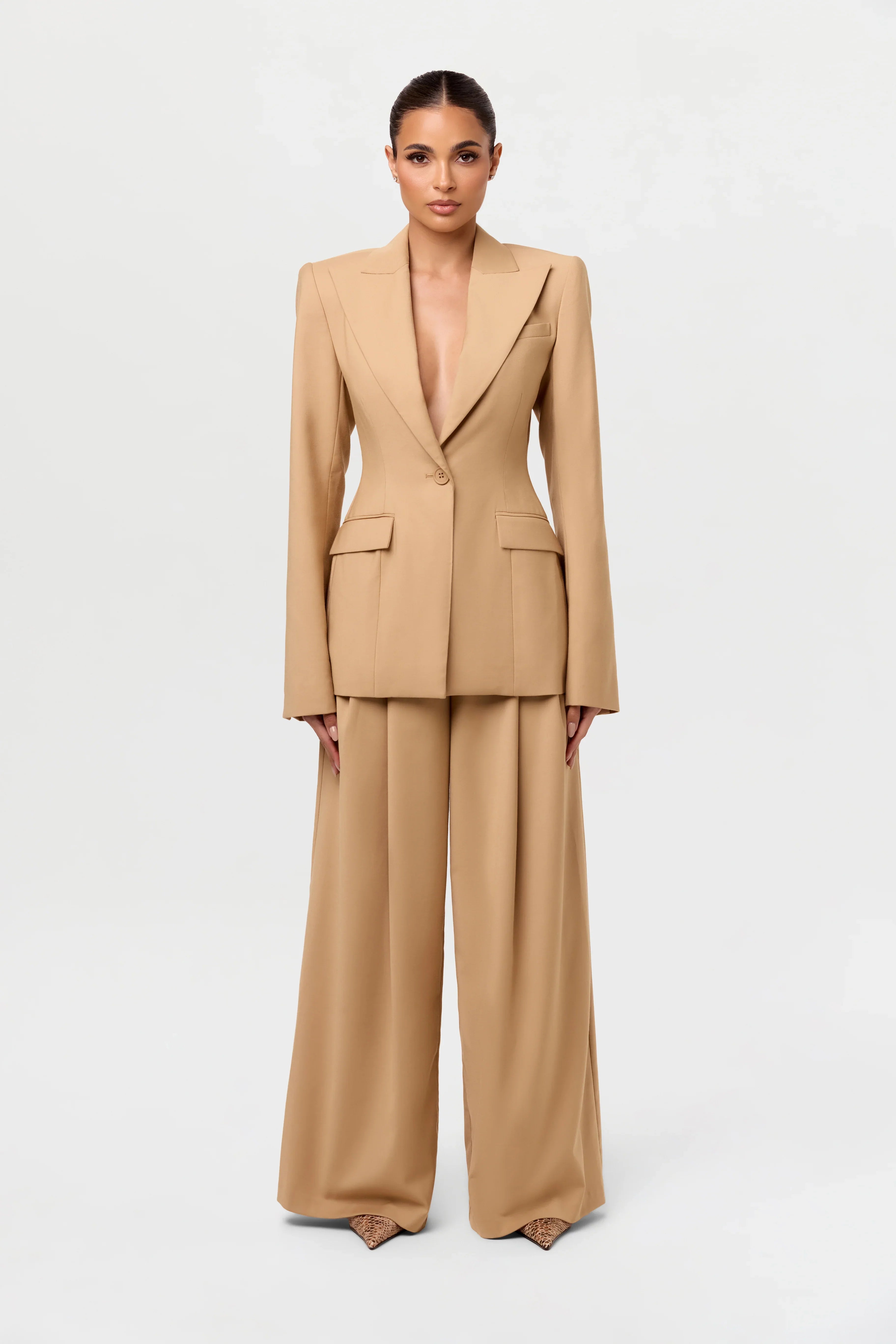 Suiting Pleated Wide-Leg Pant