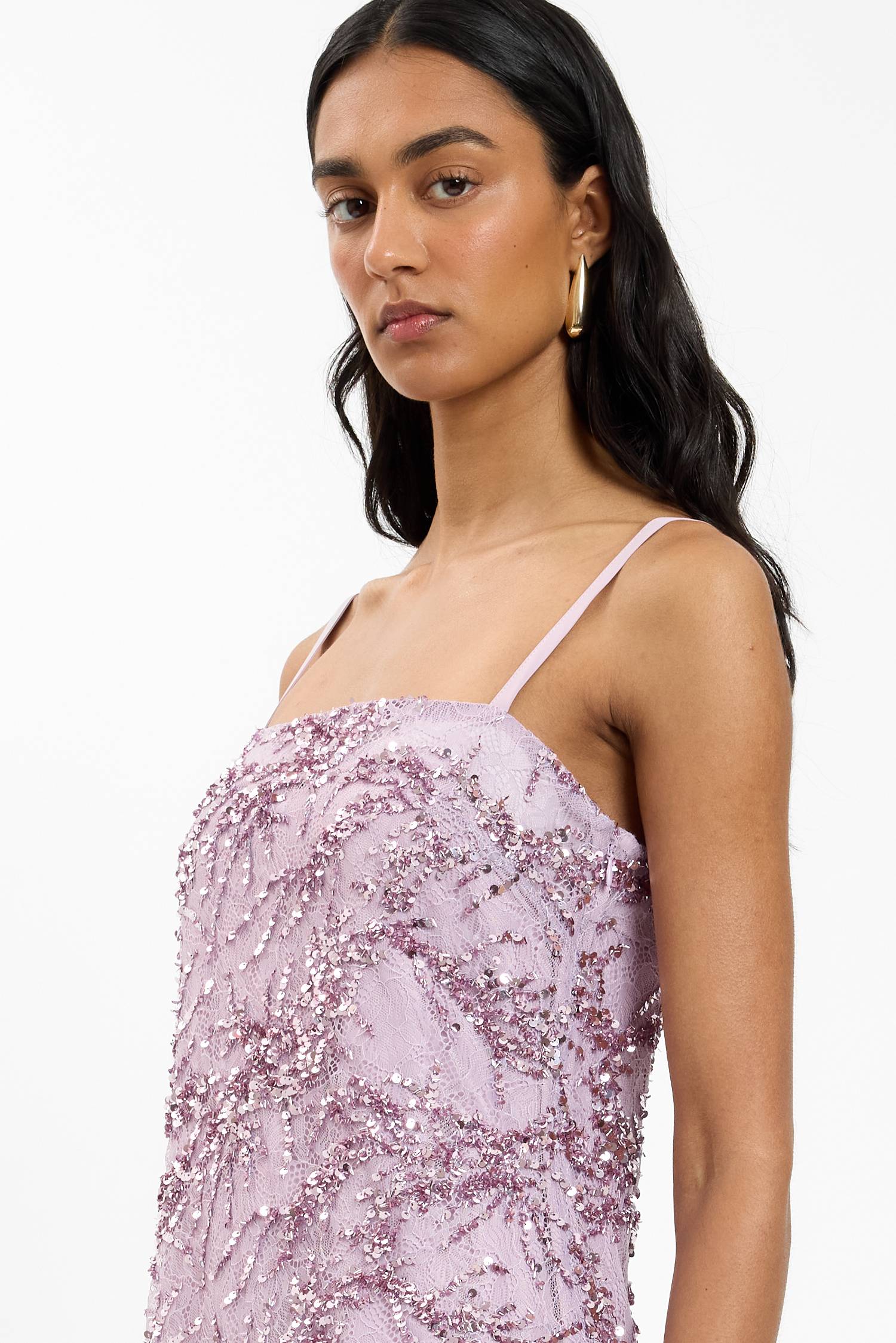 Shift Mini Dress | Lavender Sequin