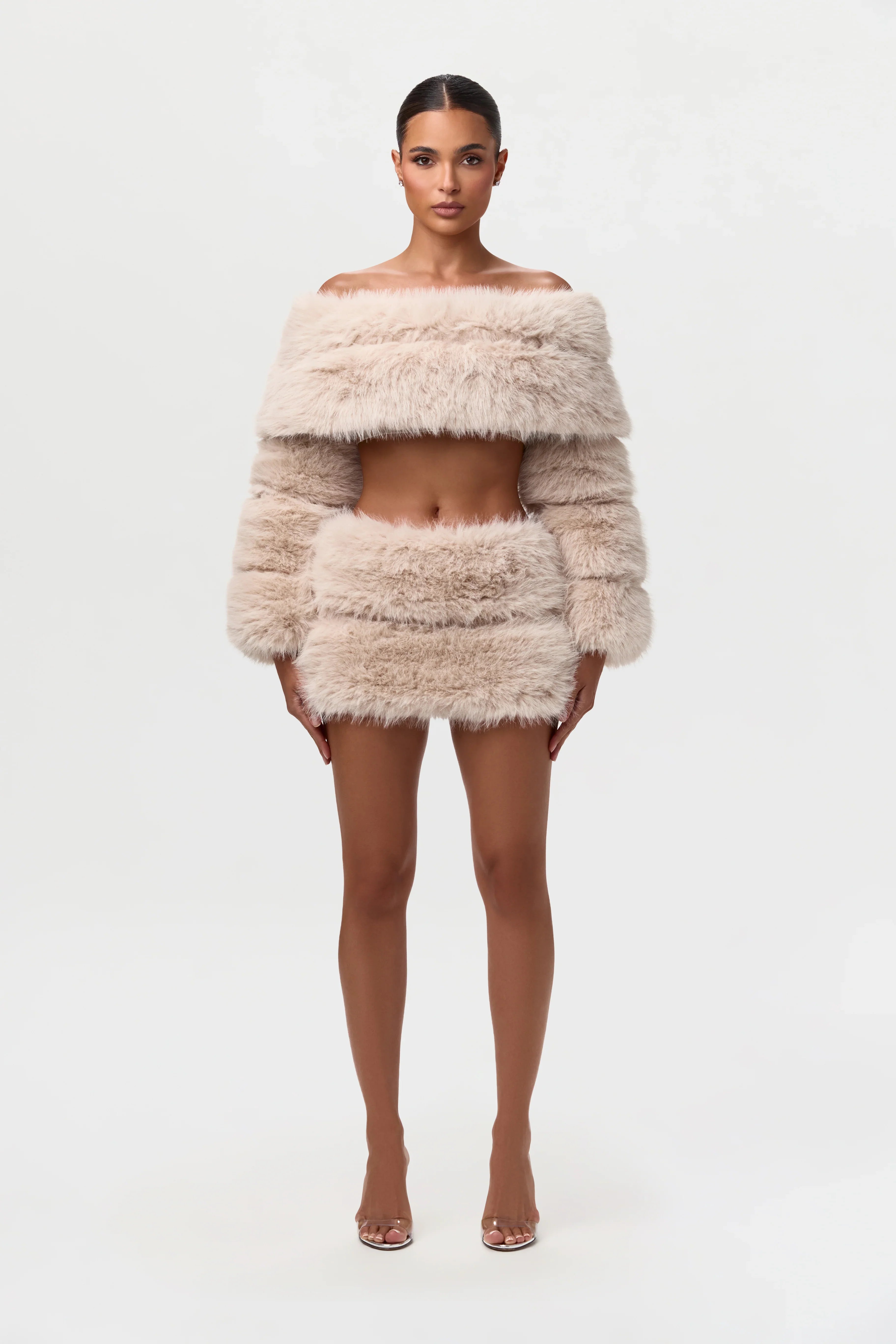 Faux Fur Off-Shoulder Pelted Top