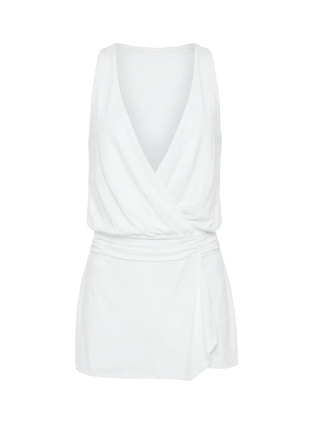 Carissima Drape Plunge Mini Dress White
