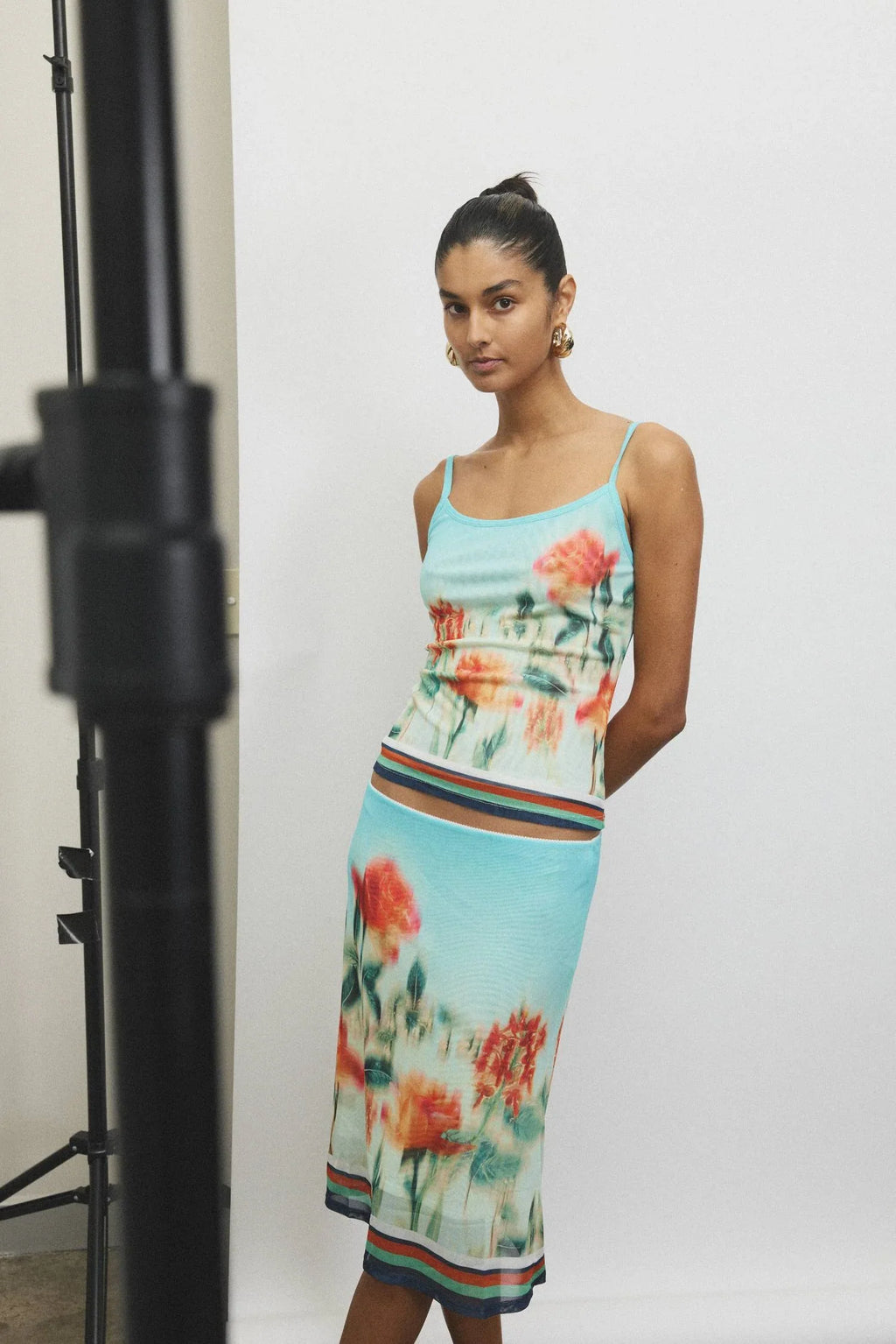 Midi Skirt | Mesh Baby Blue