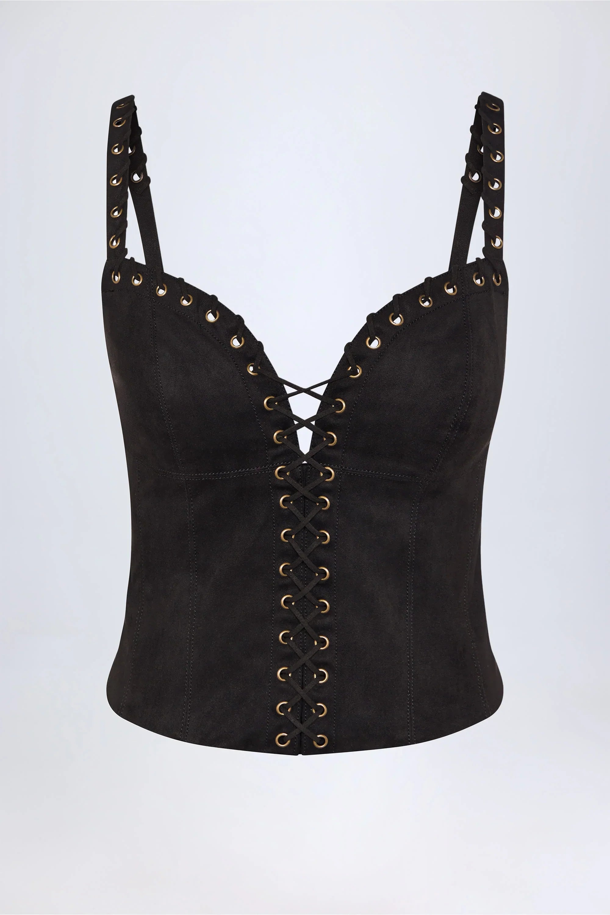 Lace-Up Top in Black