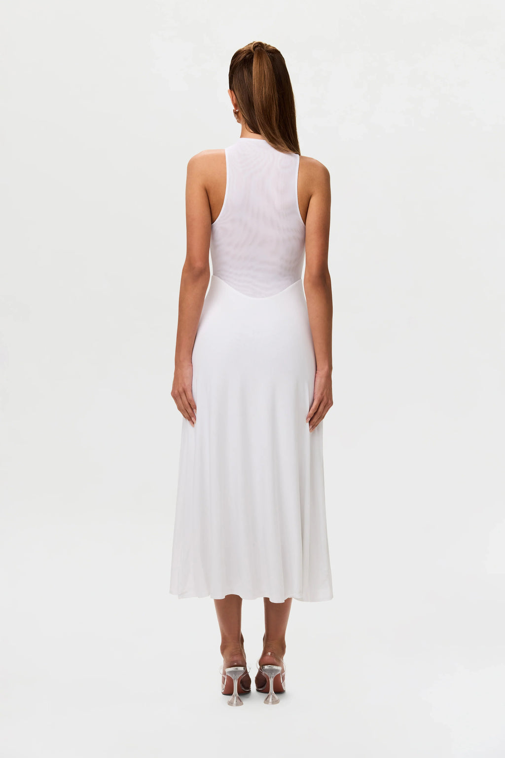 Hourglass Mesh Sleeveless Midi Dress