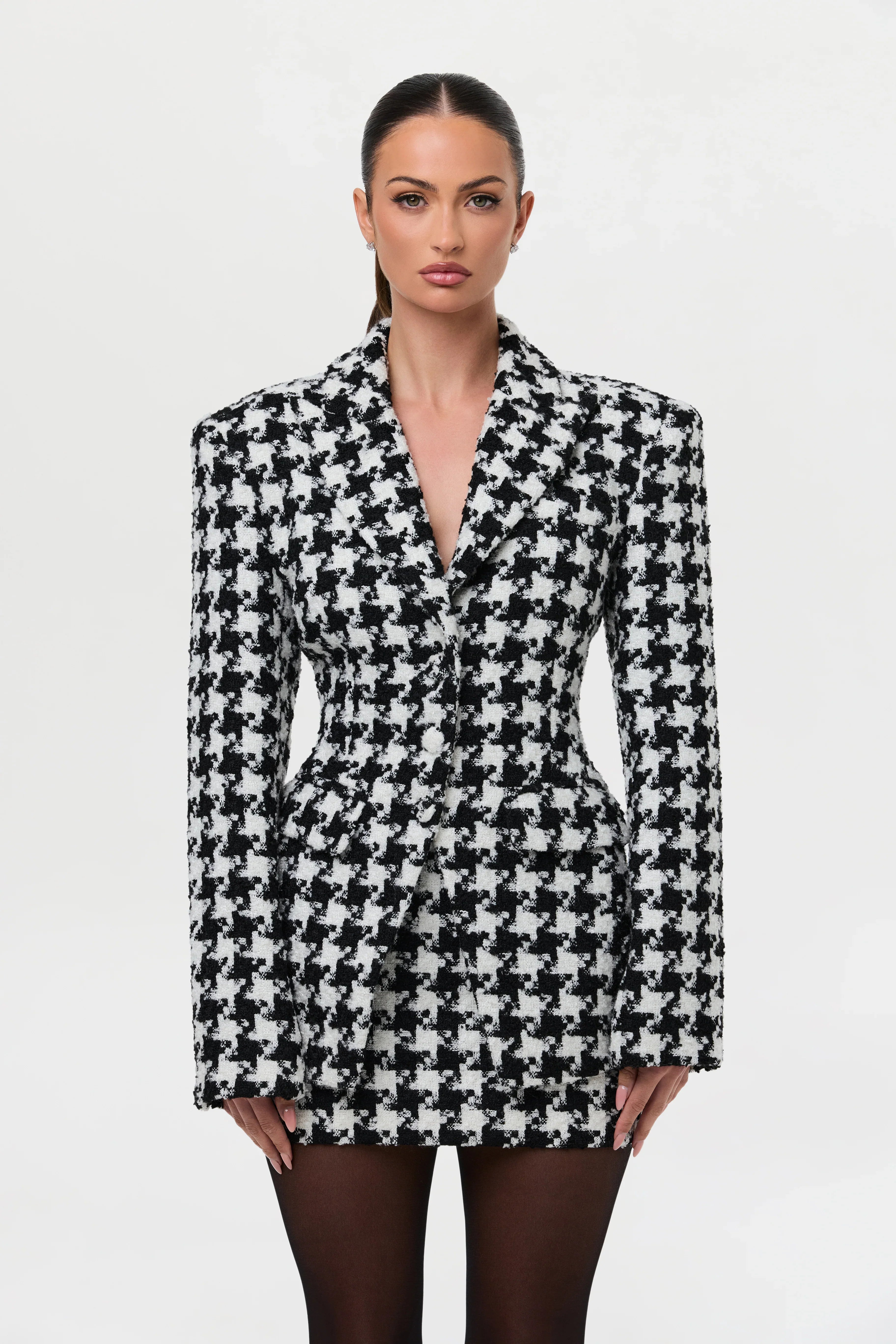 Tweed Houndstooth Mini Skirt