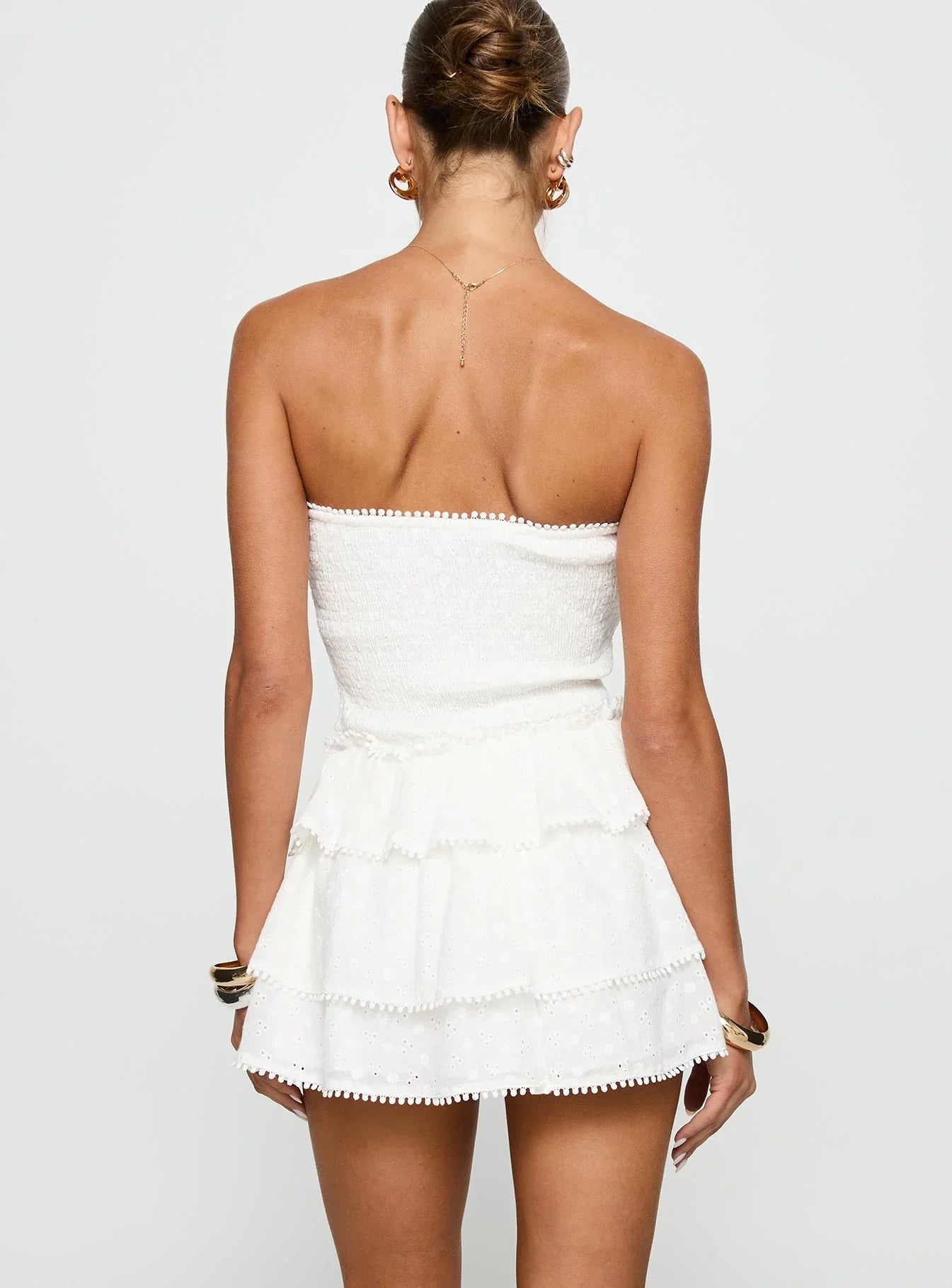 Sunkiss Frill Mini Dress White / Broderie