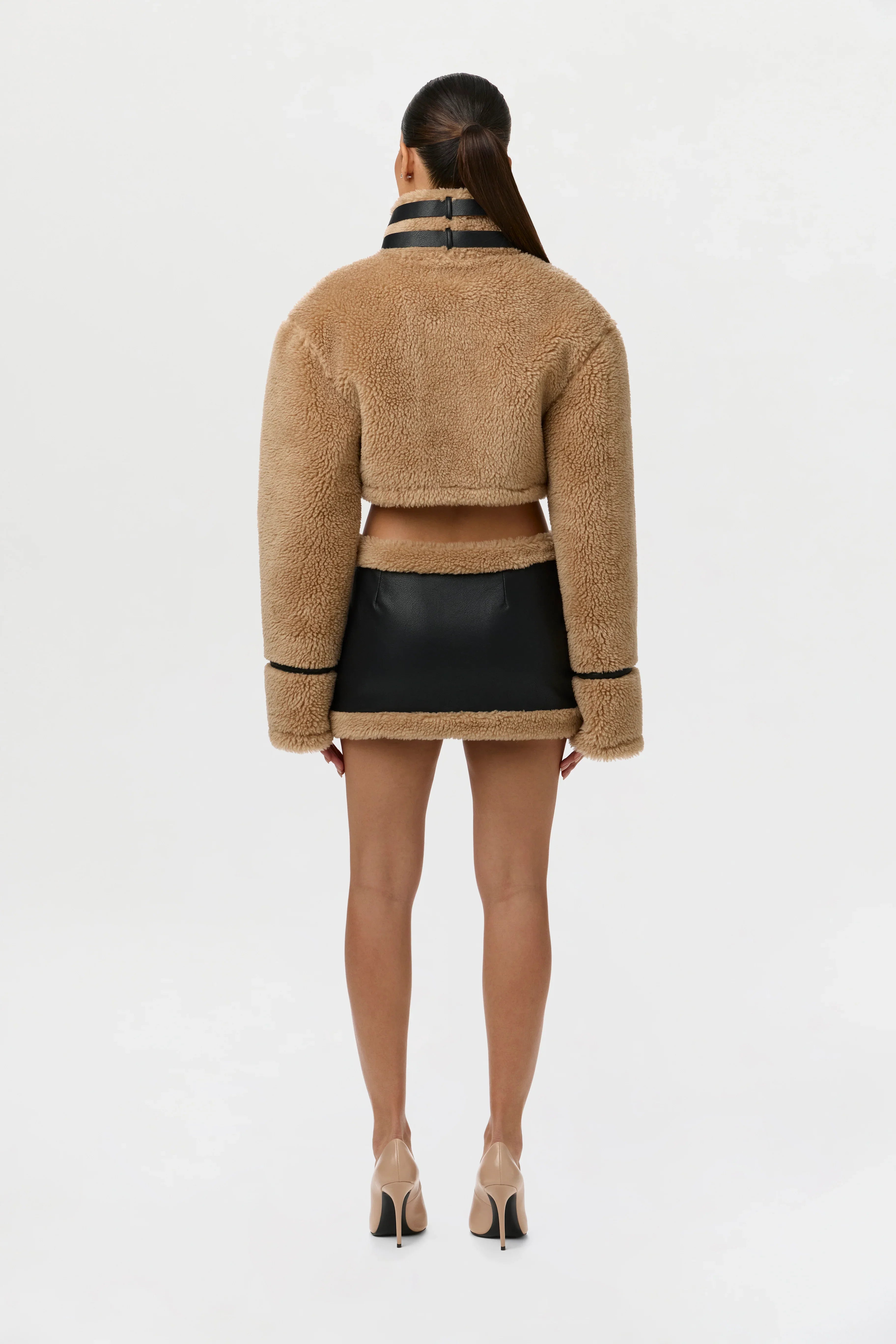 Sherpa Vegan Leather Mini Skirt