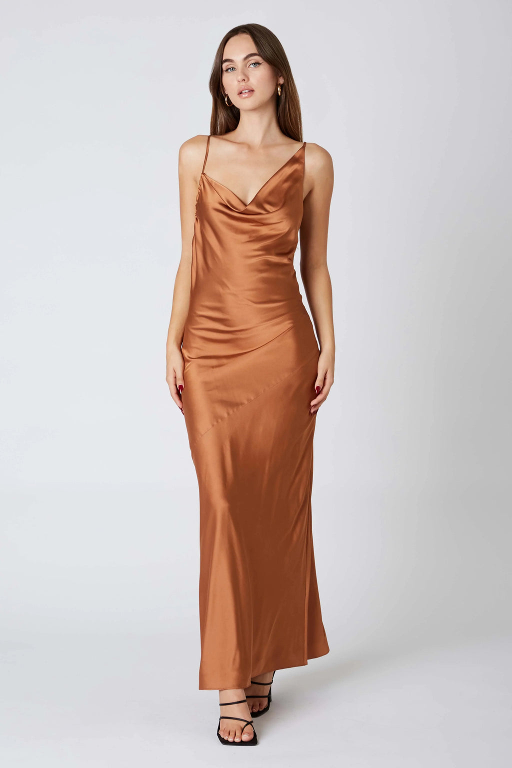 Cowlback Satin Maxi Dress