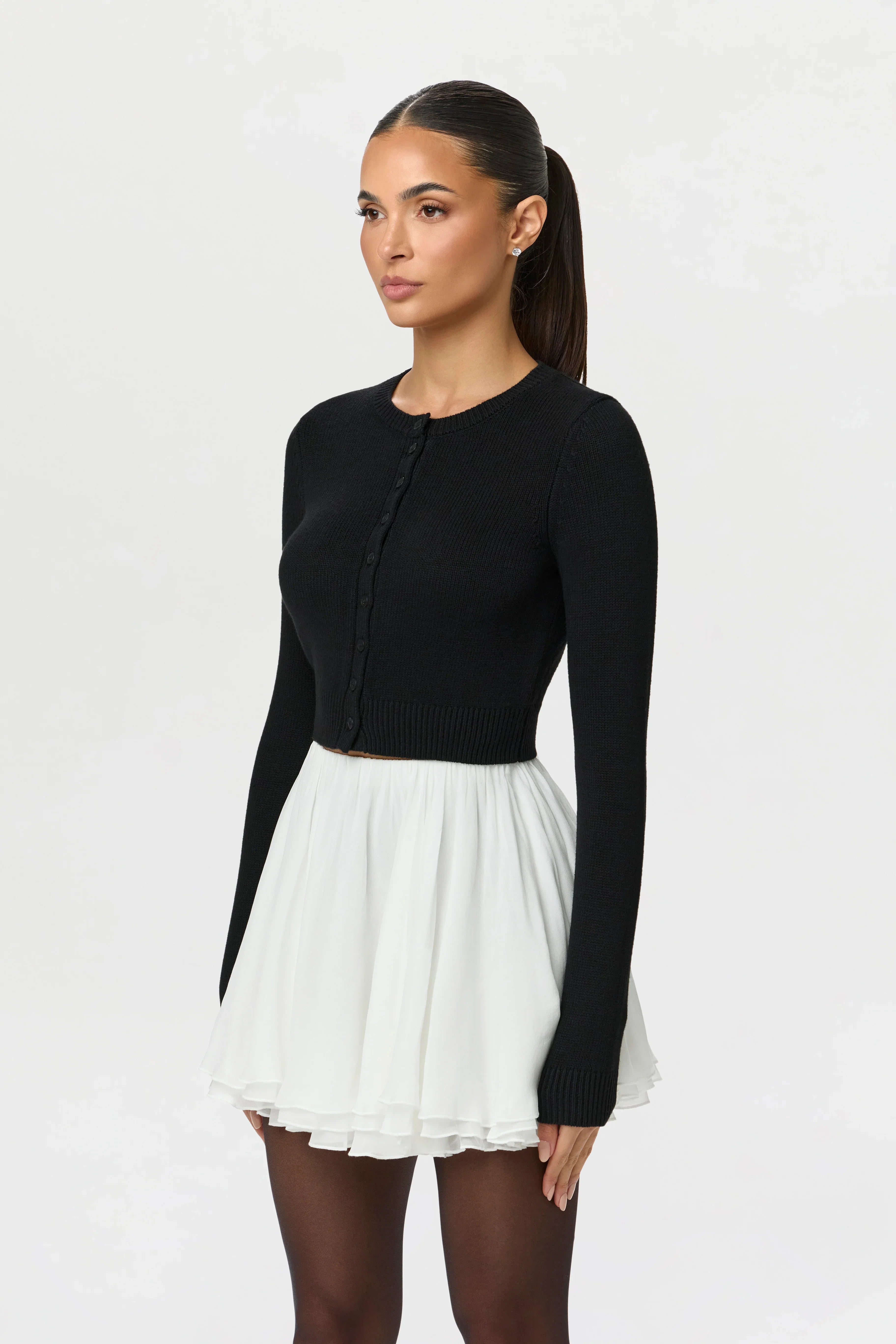 Knit Cropped Cardigan Top