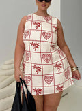 Alfalfa Shift Mini Dress Red Floral Check Curve