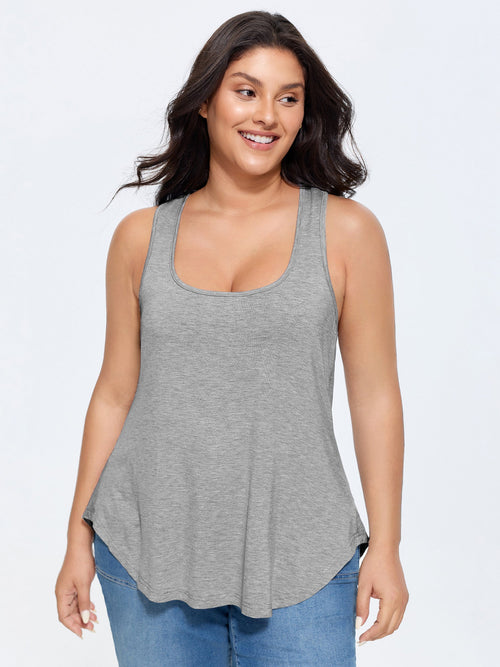 Supersoft Stretchy Curvy Hem Plain Tank Top