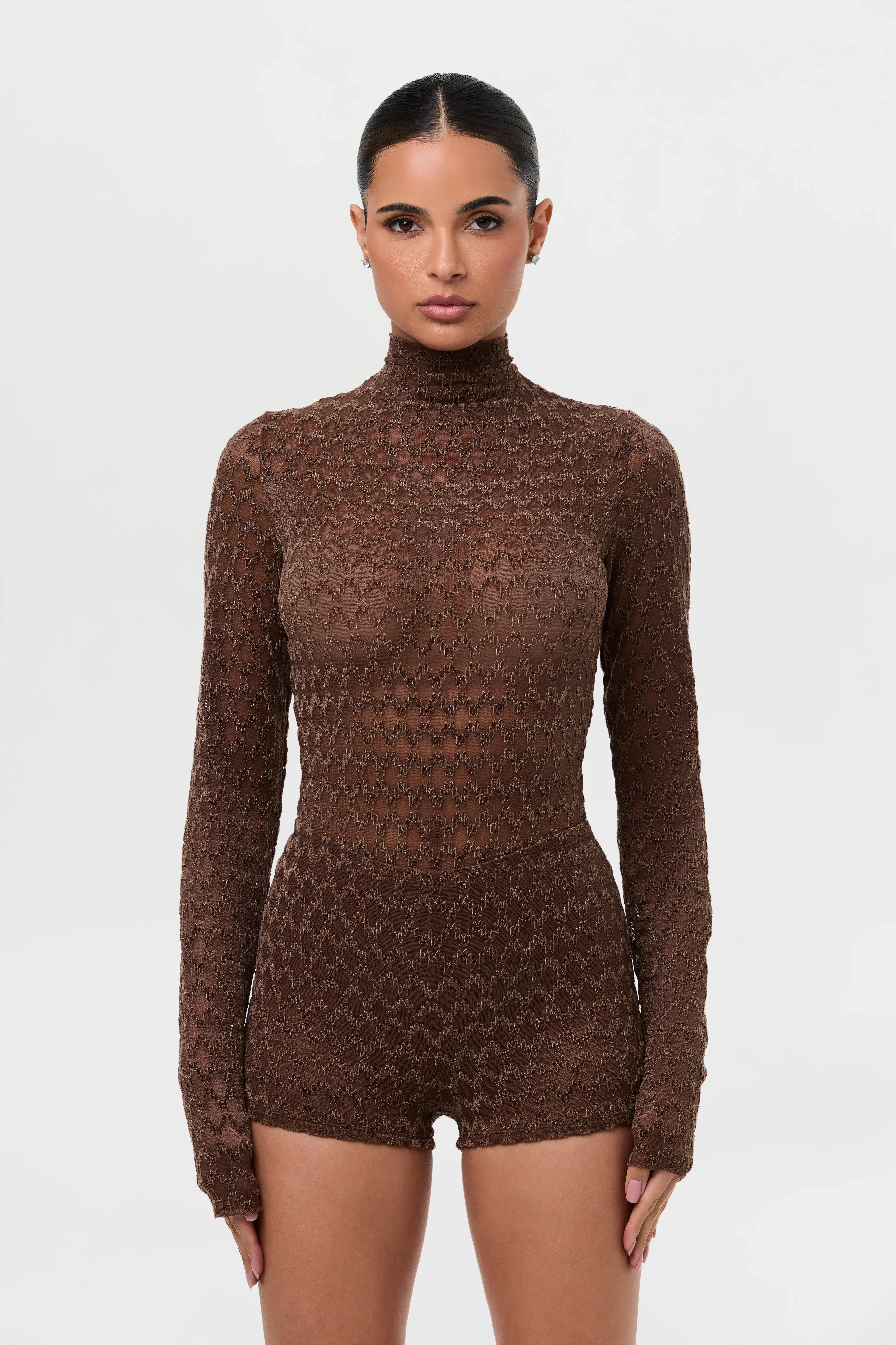 Velvet Mesh Chevron Hot Pants