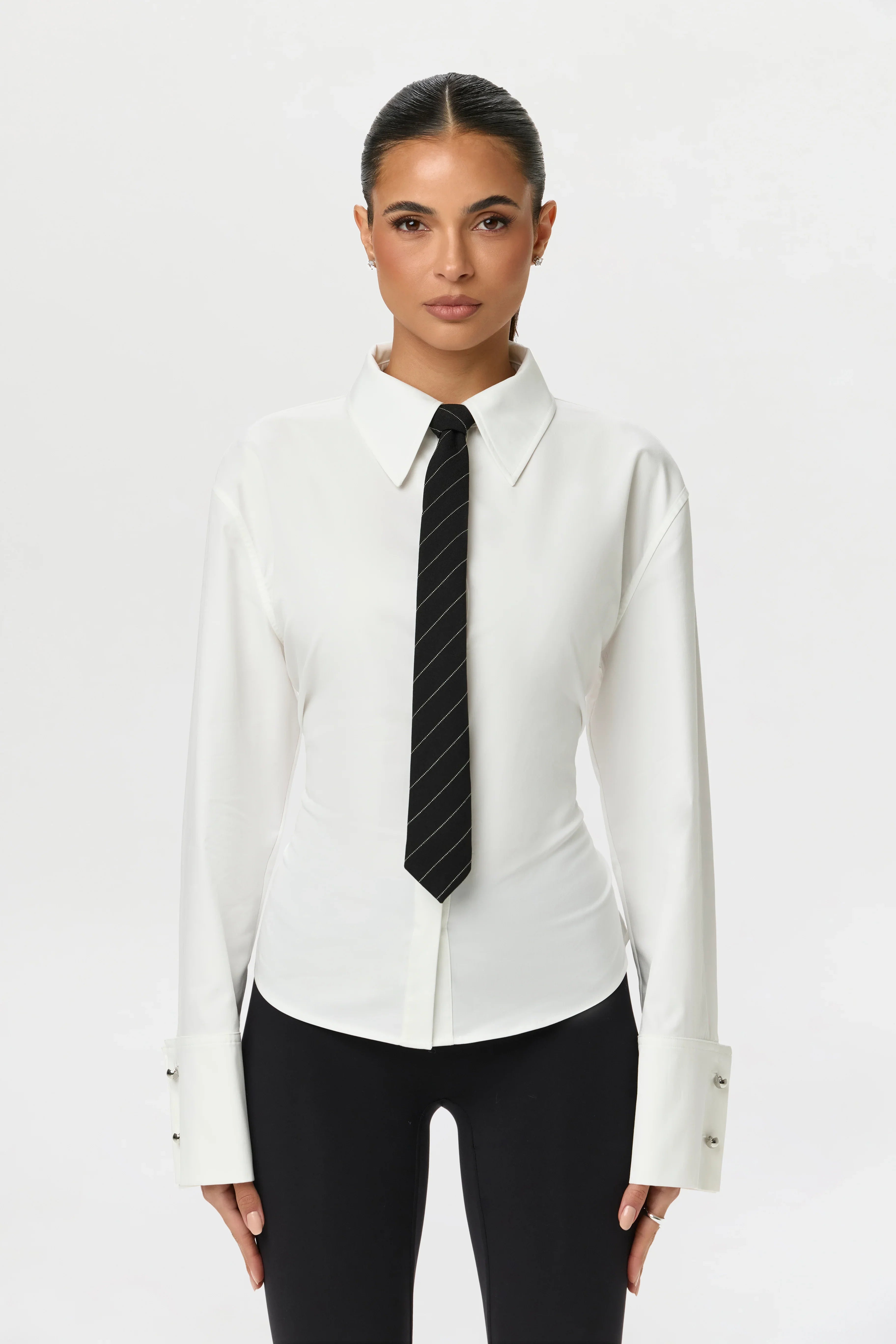 Shirting Contour Button Up Top