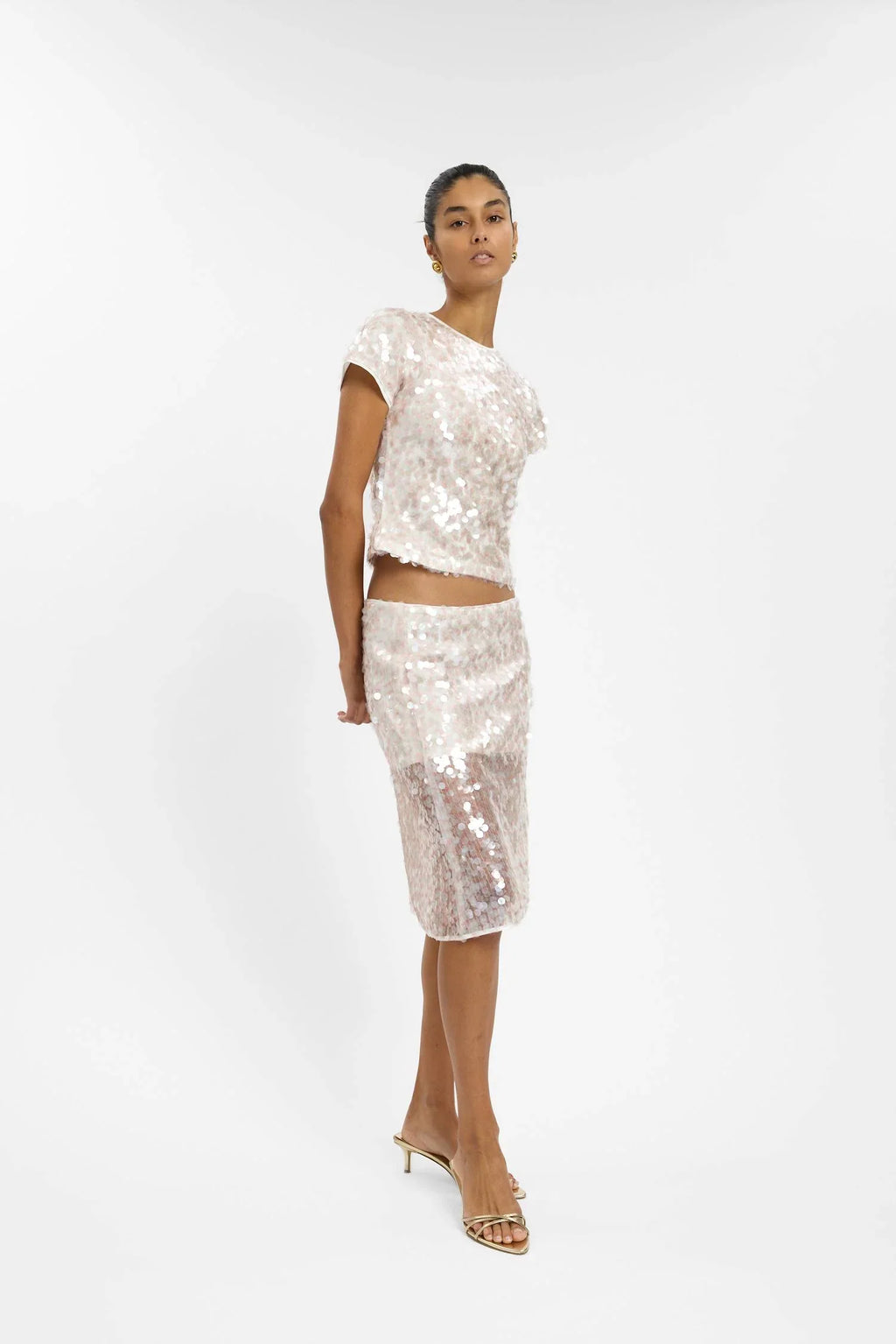 Midi Skirt | Pink Sequin