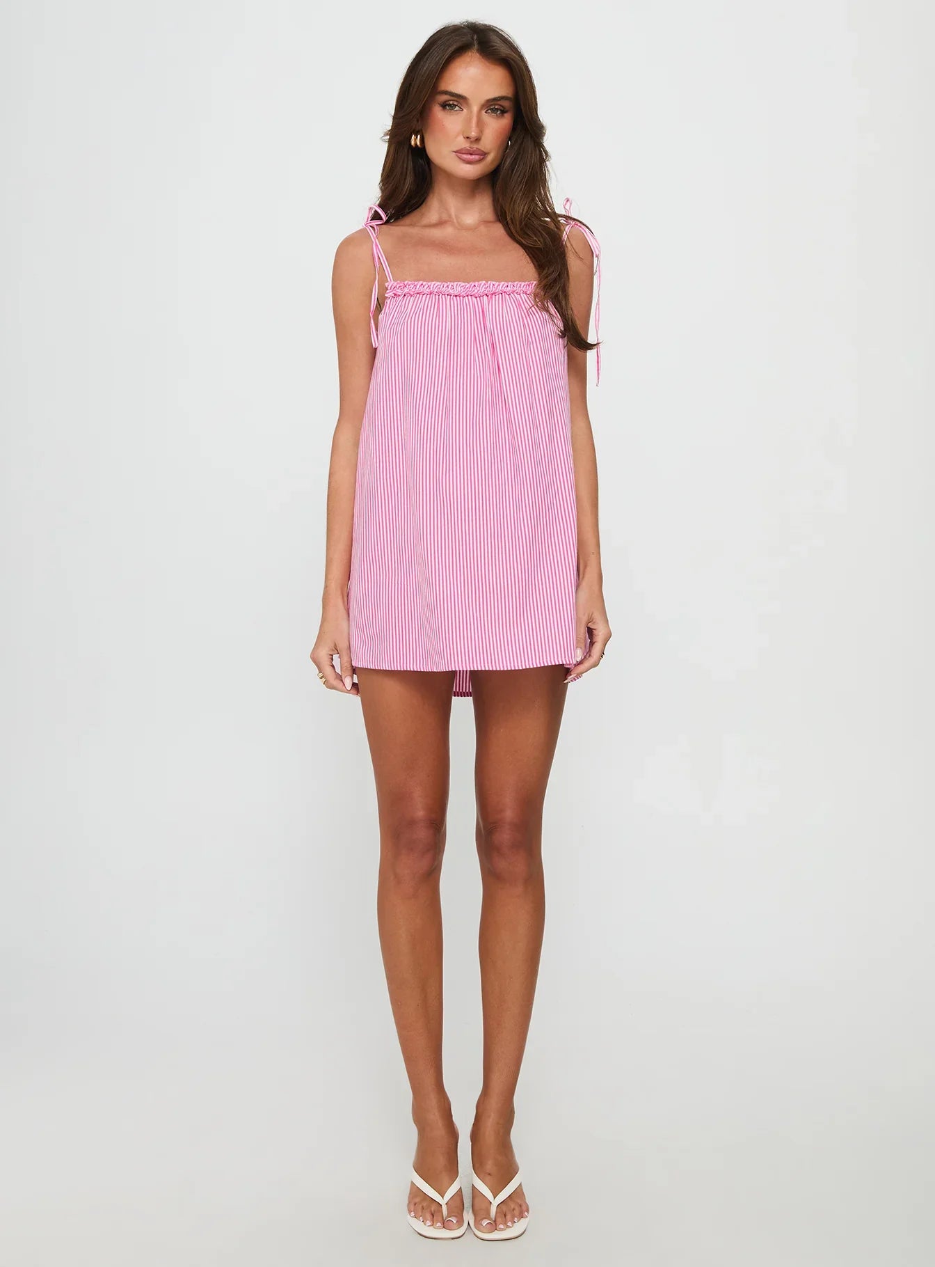 Little Wonders Frill Smock Mini Dress Pink Stripe