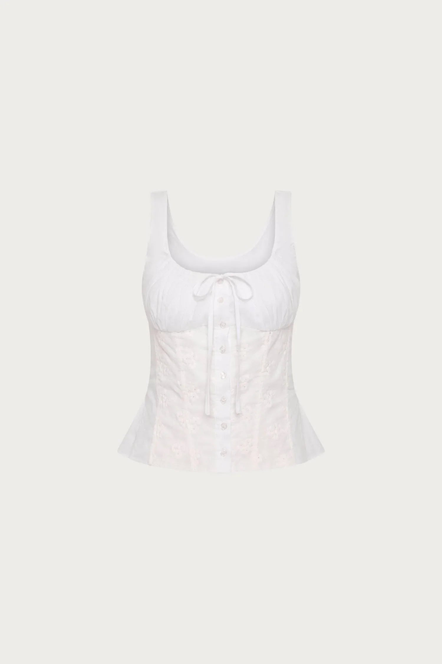 Peplum Embroidered Top | White