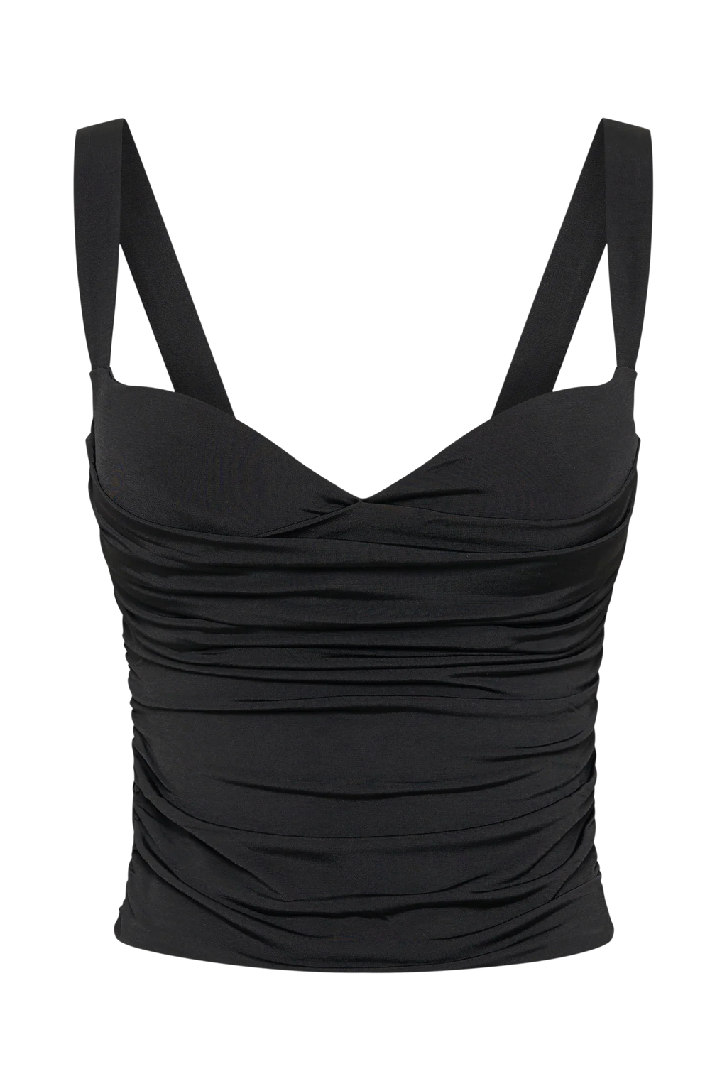 Hailey Slinky Long Line Sweetheart Top - Black