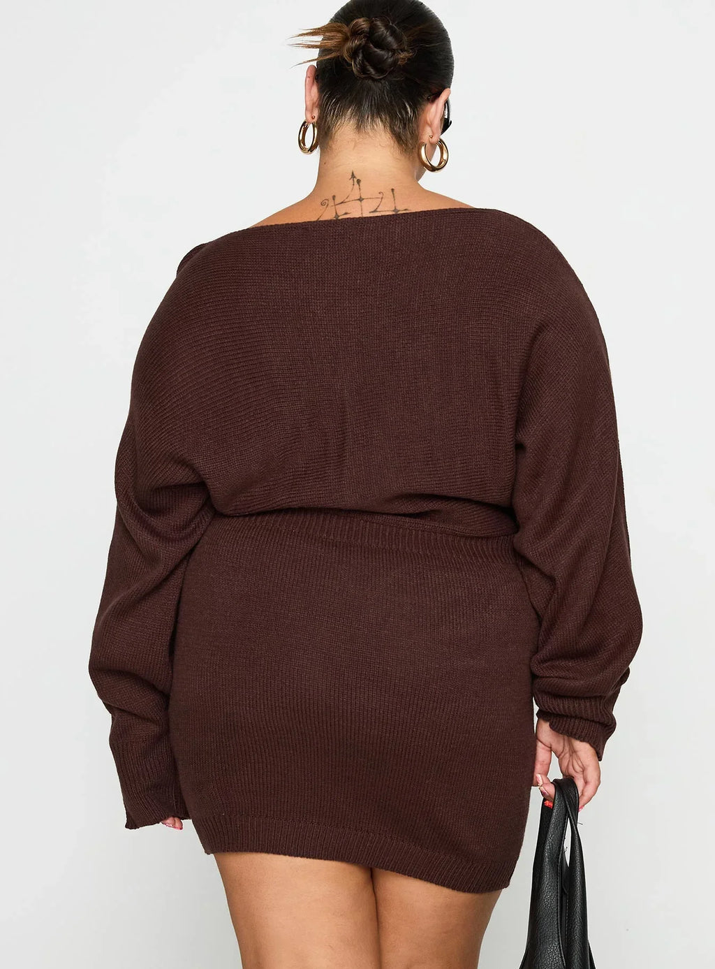Bellamie Long Sleeve Mini Dress Chocolate Curve
