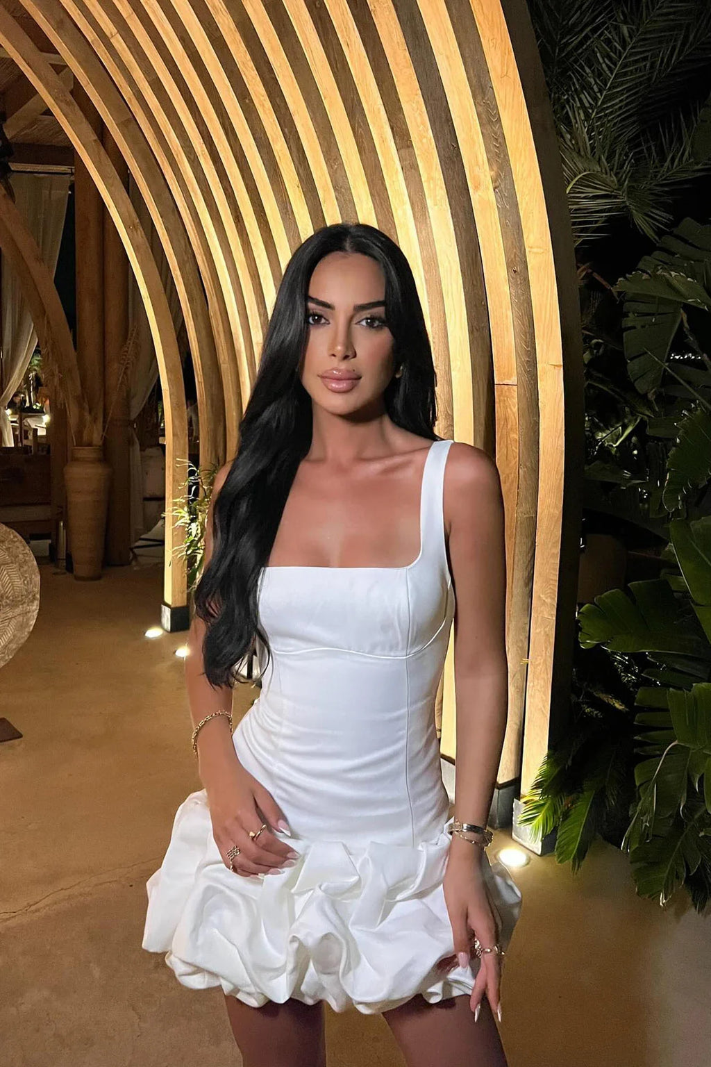 Sienna Satin Mini Dress - White