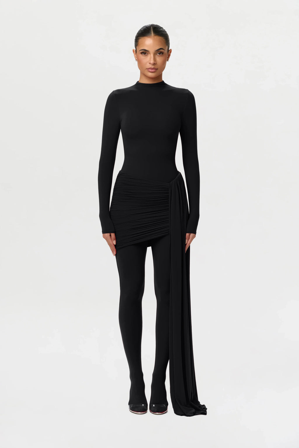 Naked Ruched Drape Mini Skirt