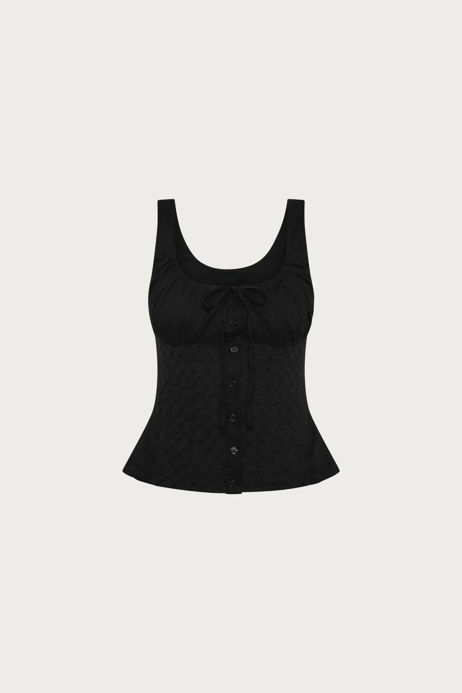 Peplum Embroidered Top | Black