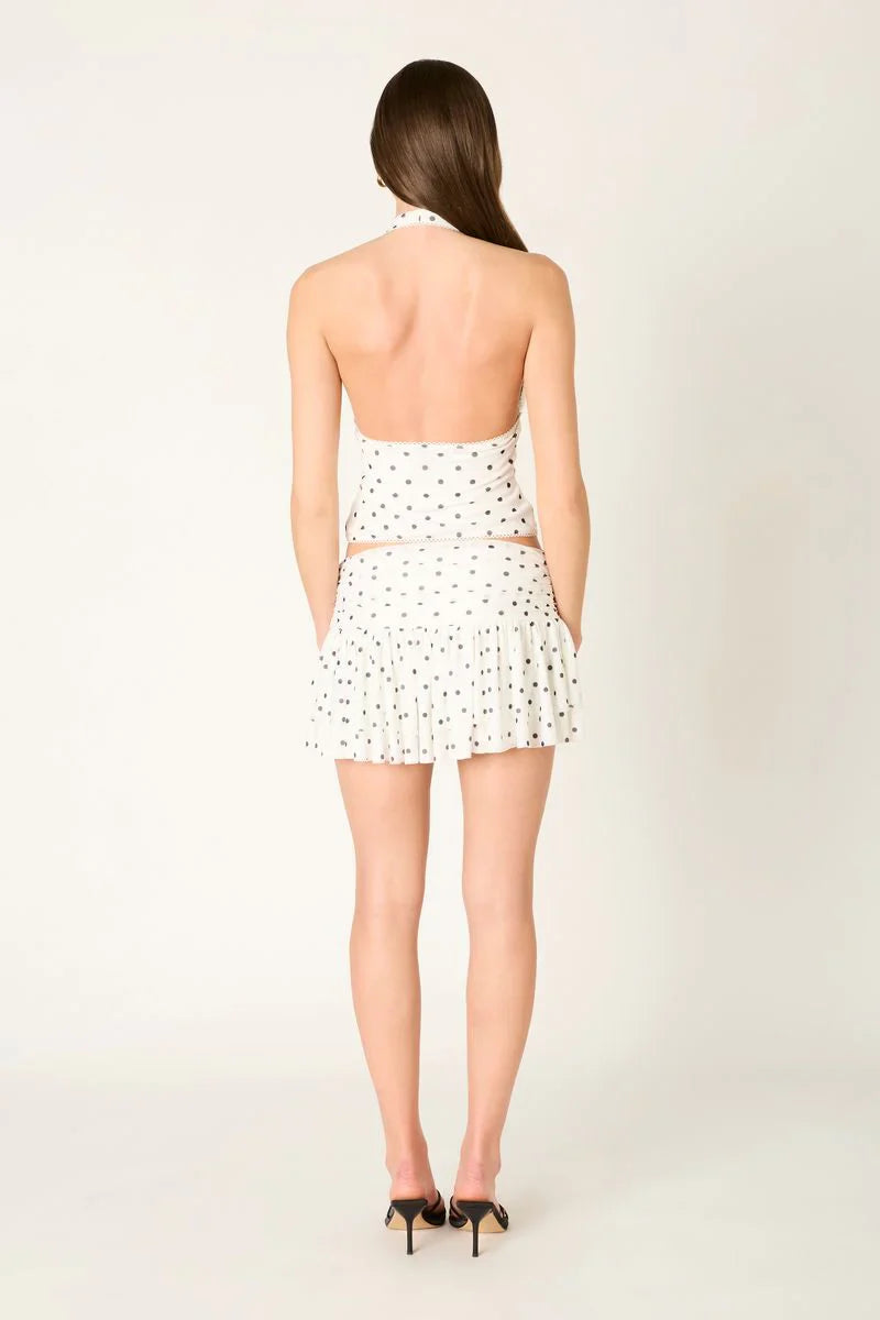 Polka Dot Mesh Mini Skirt