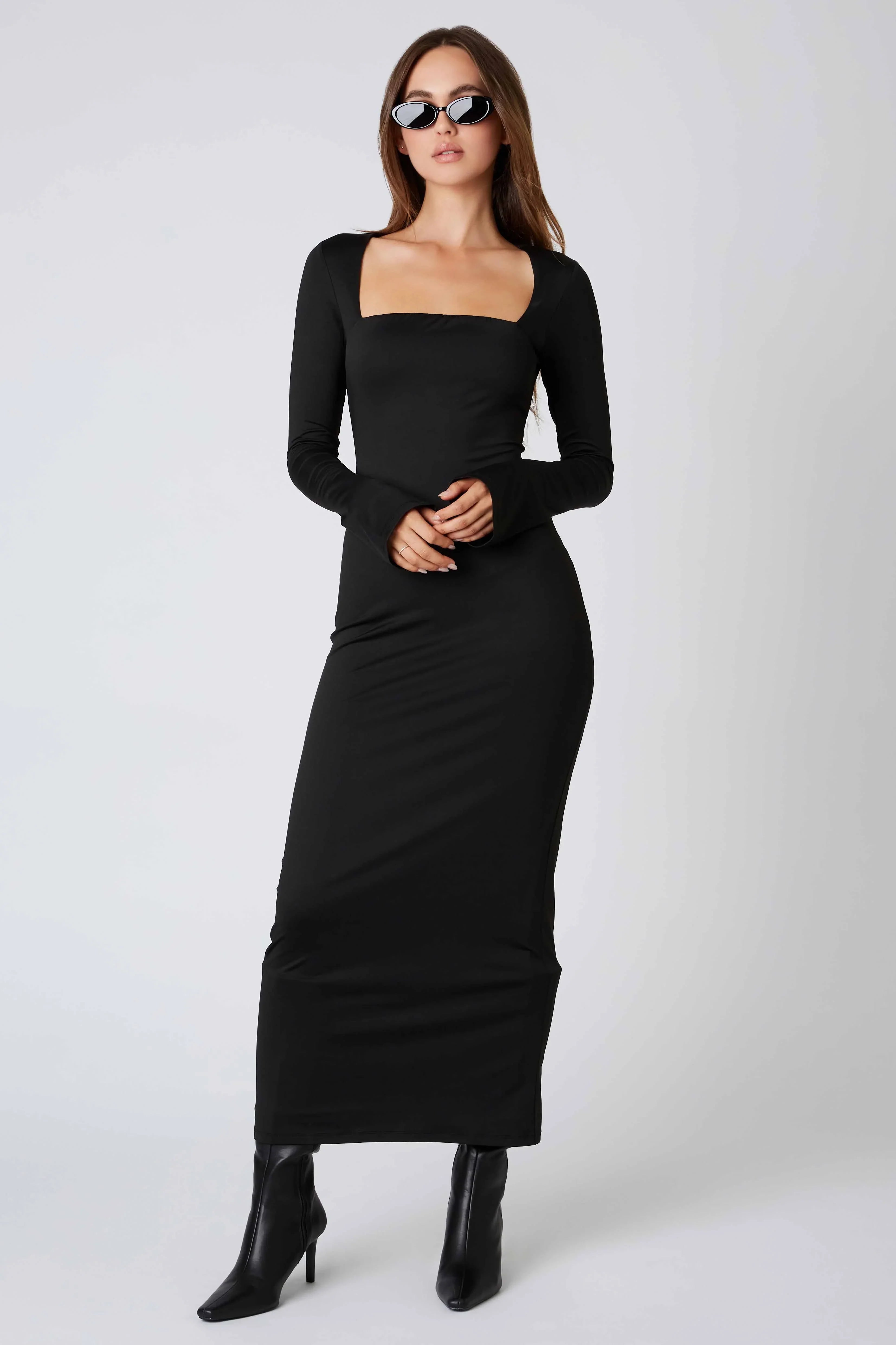 Long Sleeve Square Neck Maxi Dress