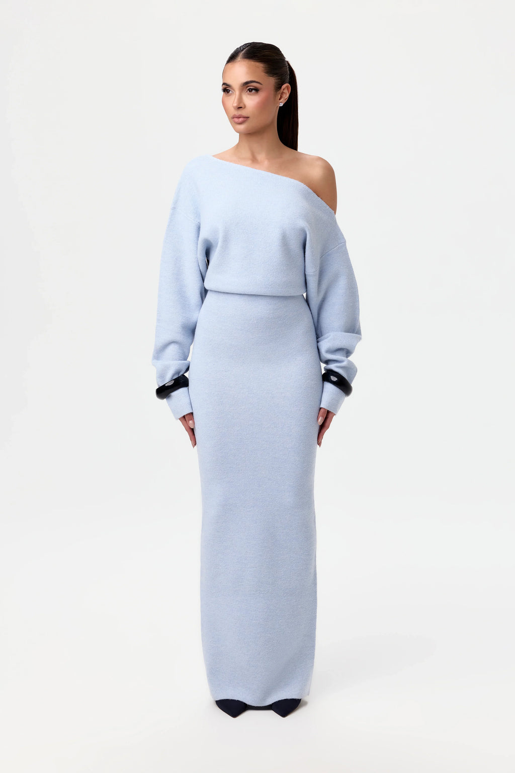 Knit Off-Shoulder Sweater Maxi Dress