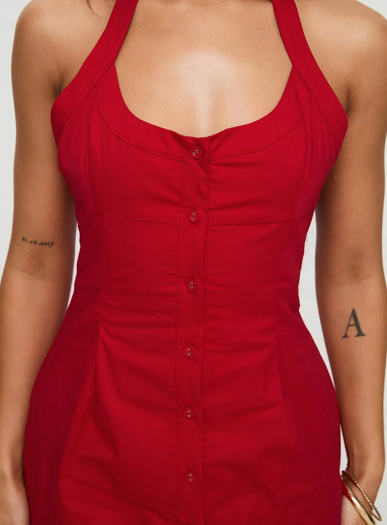 Mallorie Halter Mini Dress Red