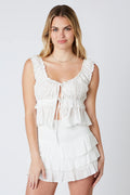 Eyelet Ruffled Peplum Top