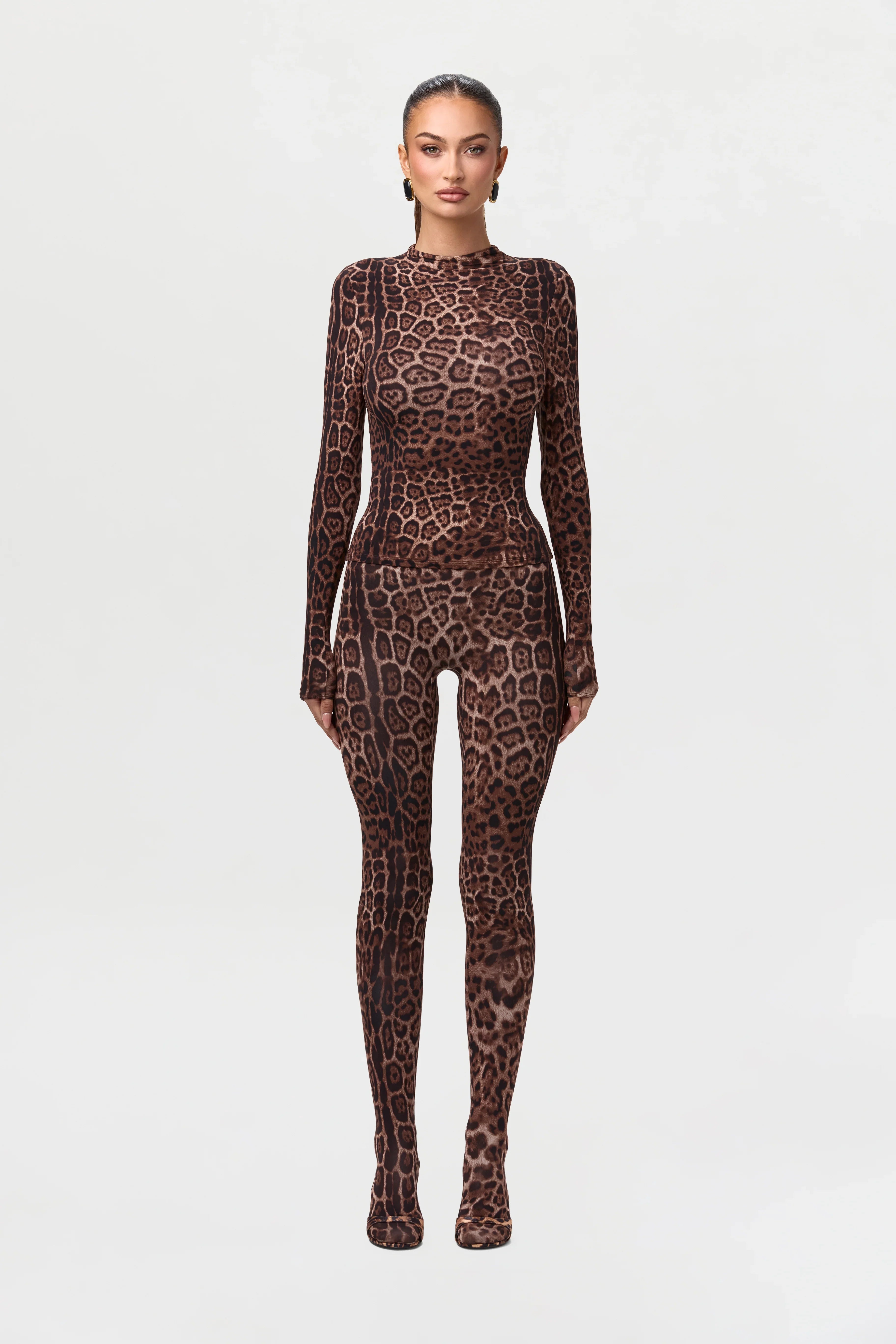 Naked Print Mock Neck Top