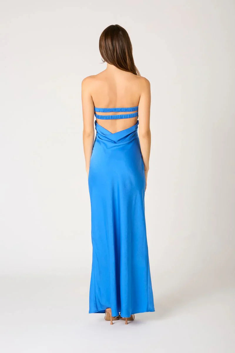 Strapless Satin Maxi Dress