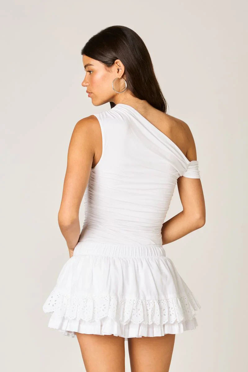 Eyelet Ruffle Mini Skirt