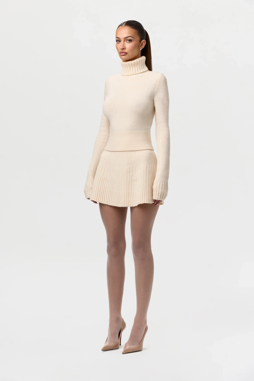 Knit Ribbed A-Line Mini Skirt