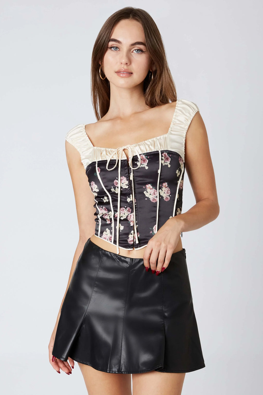 Puff Sleeve Satin Corset