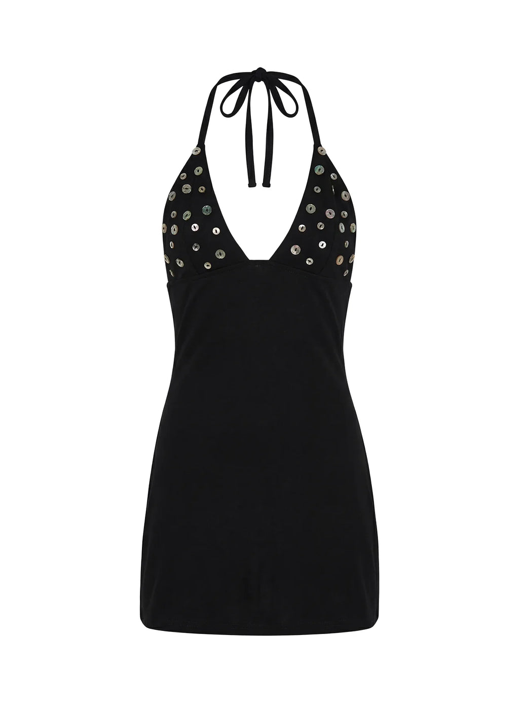 Chyna Halter Button Mini Dress Black