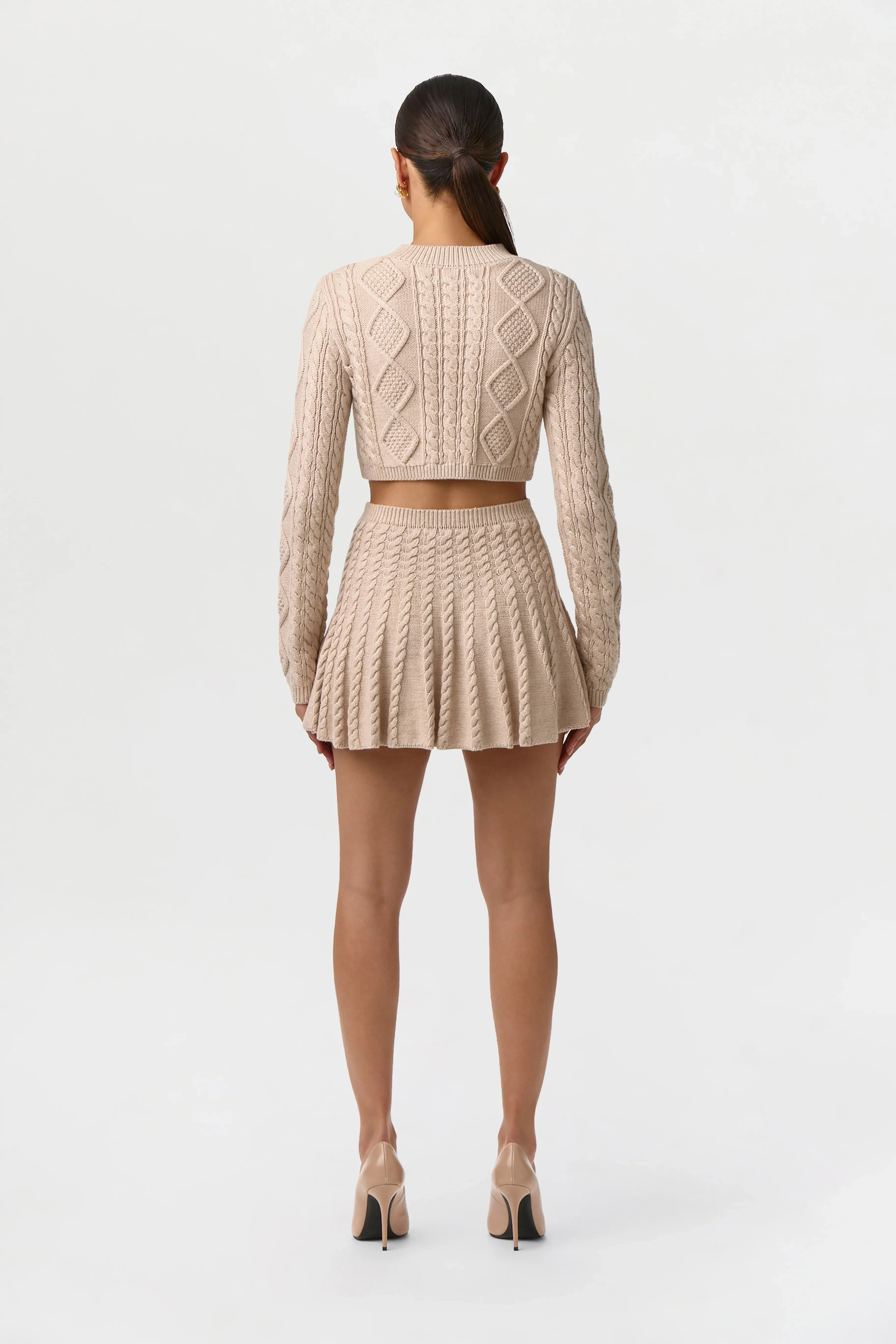 Cable Knit Pleated Mini Skirt