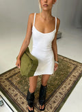 Kaie Ribbed A Line Mini Dress White