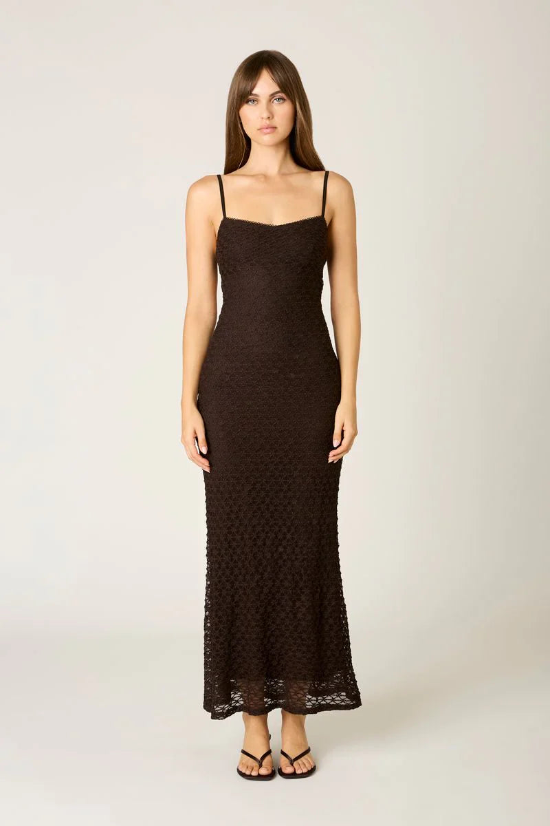 Textured Mesh Midi Dress