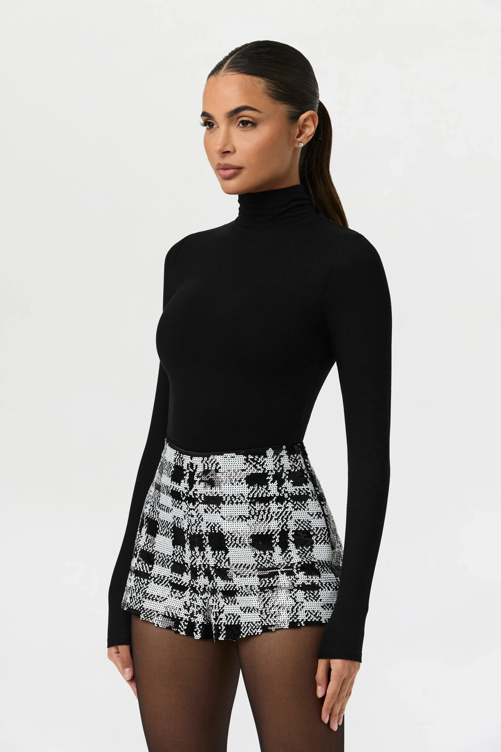 Sequin Plaid Hot Pants
