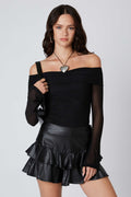 Off-the-Shoulder Mesh Top