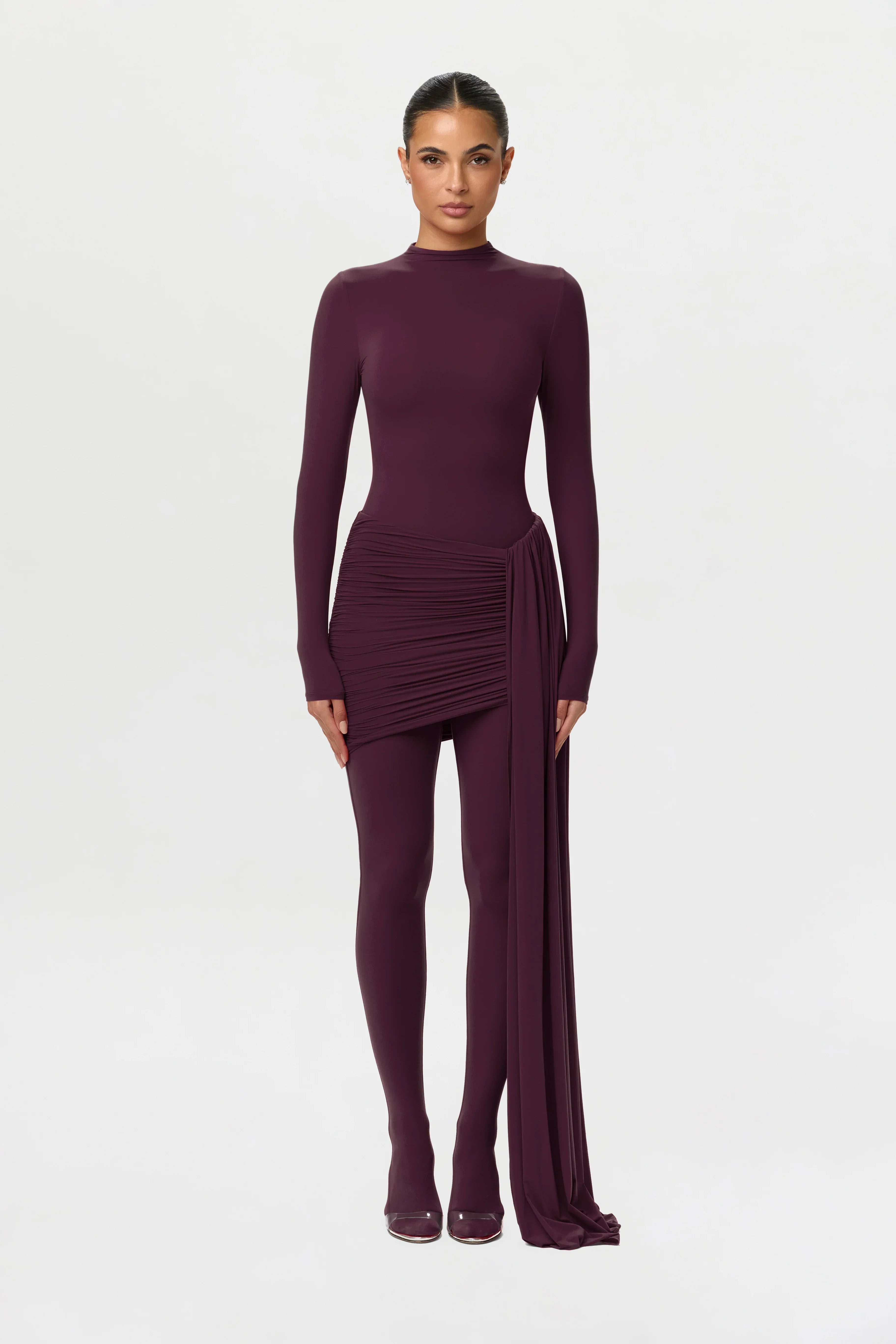Naked Ruched Drape Mini Skirt