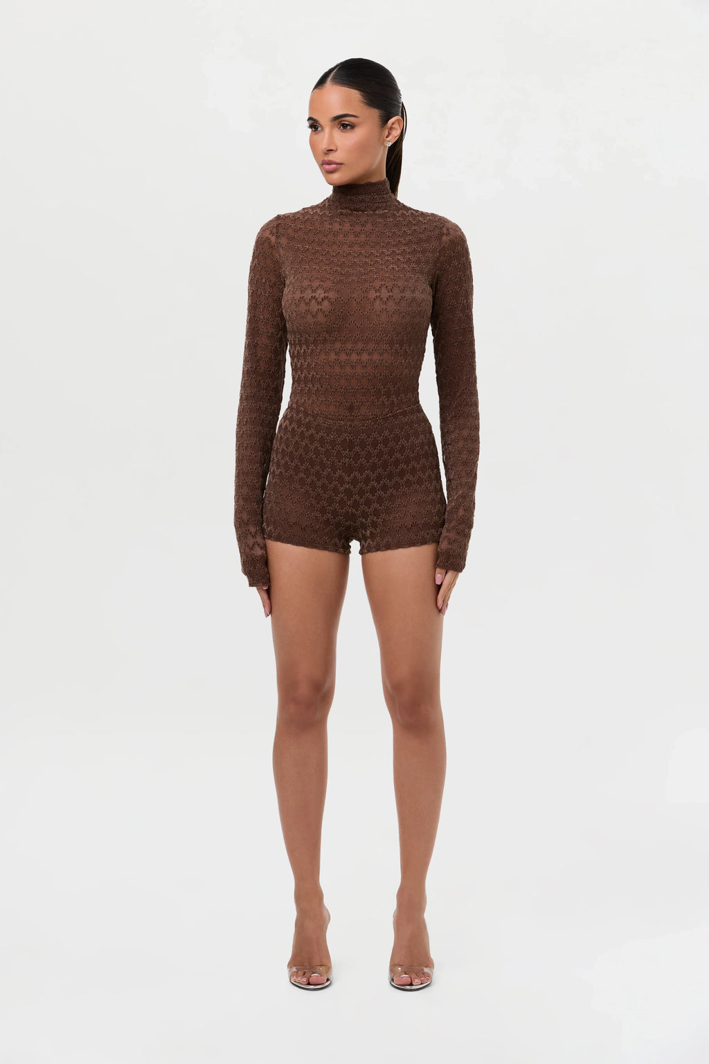 Velvet Mesh Chevron Hot Pants