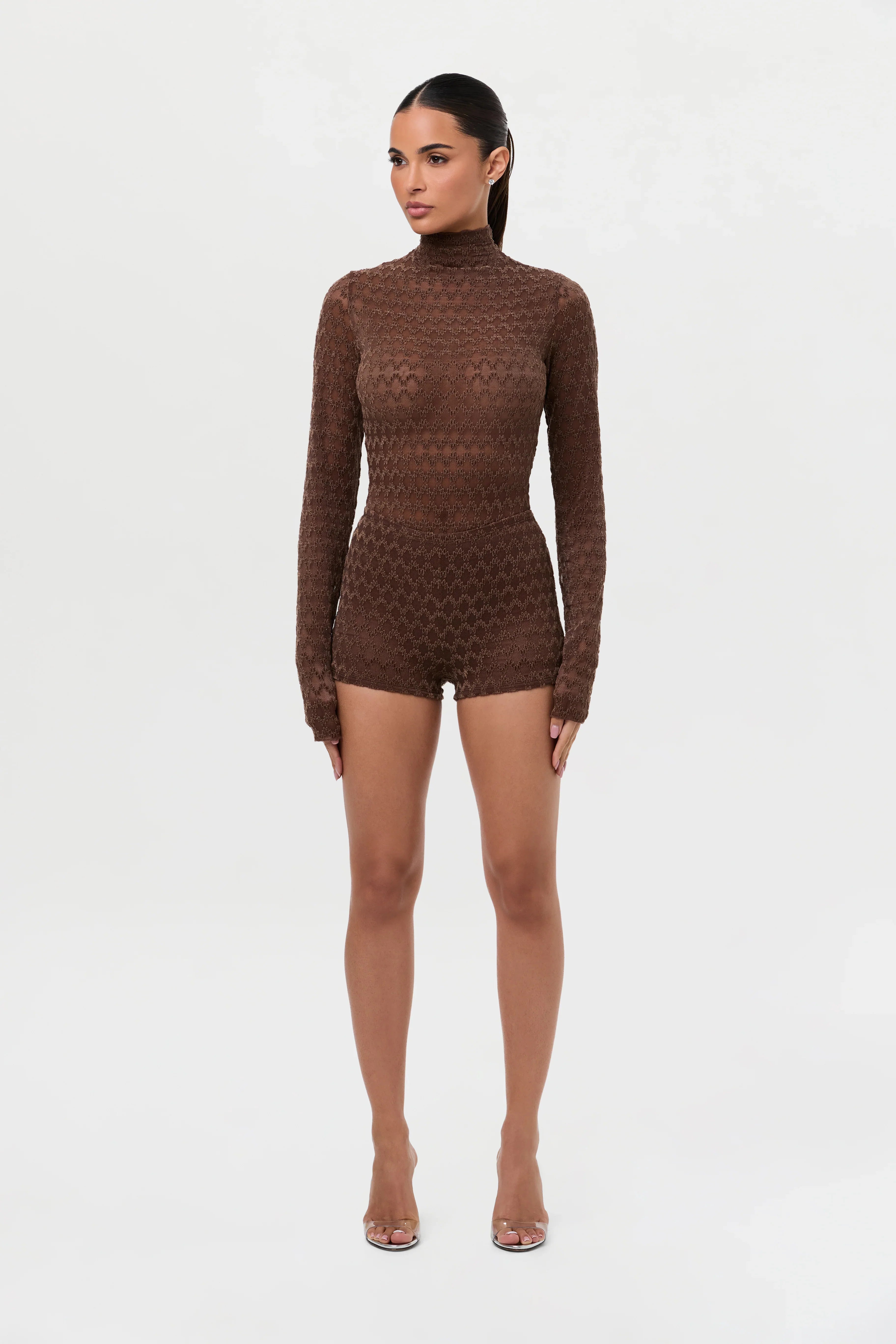 Velvet Mesh Chevron Hot Pants