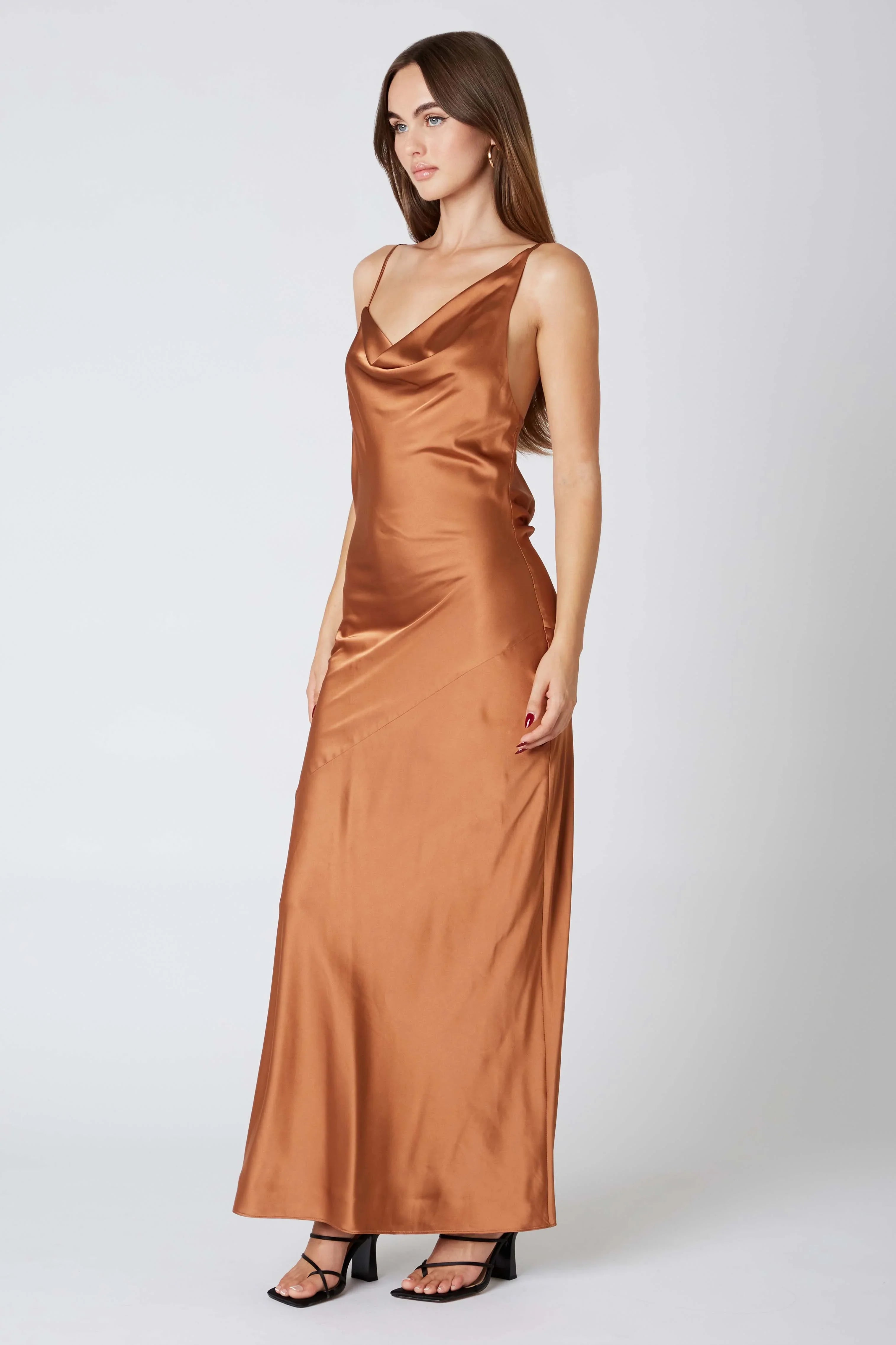 Cowlback Satin Maxi Dress
